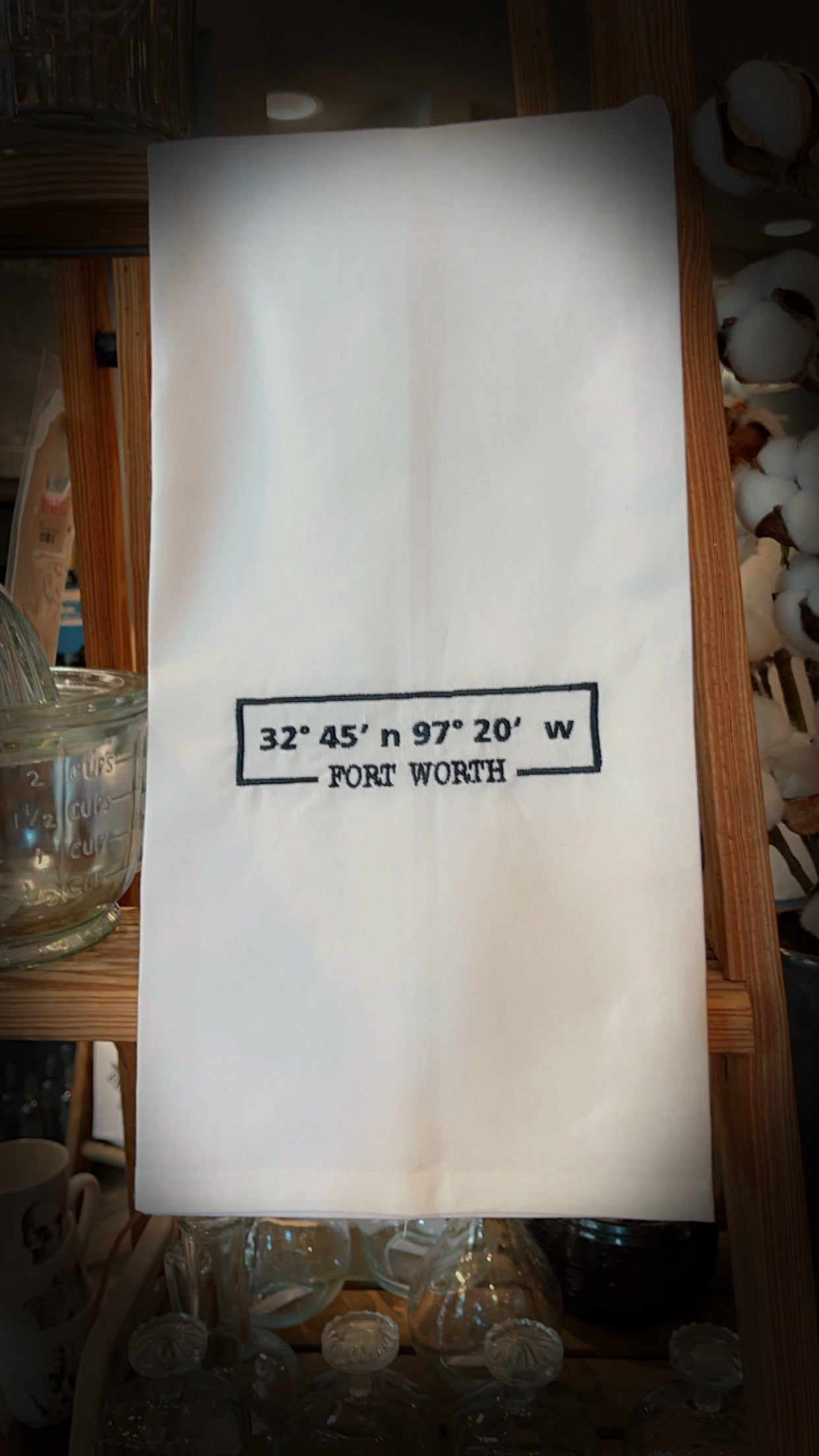 Fort Worth Coordinates Tea Towel